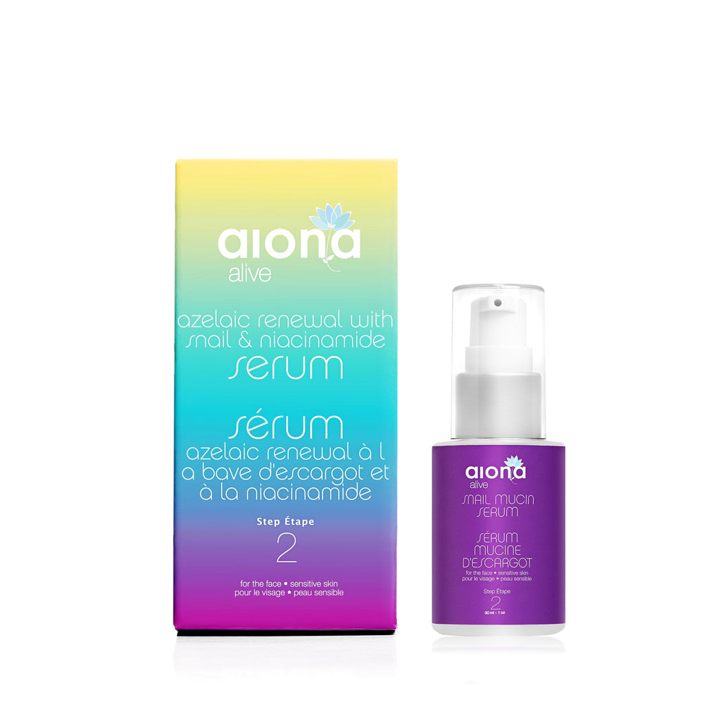 colourful box and bottle serum for the face